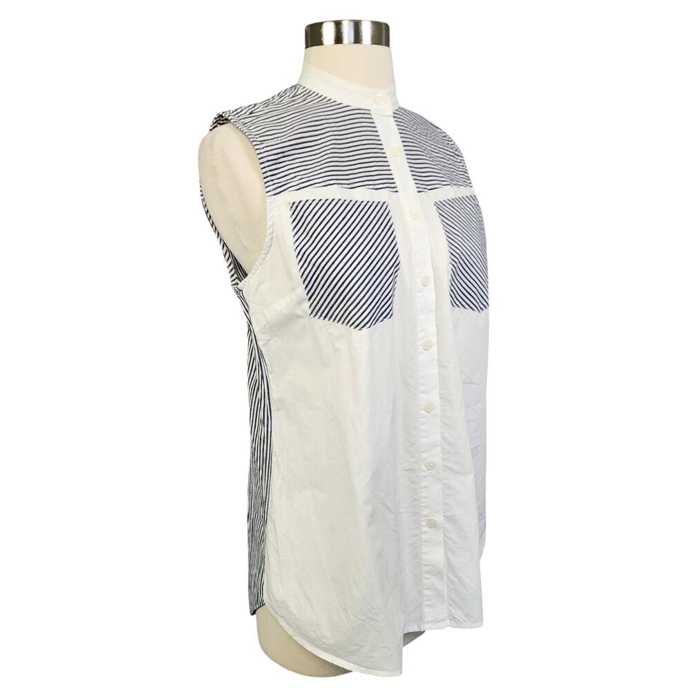 Derek Lam 10 Crosby Denim Womens Striped Sleeveless Button Down Top Size Small‎